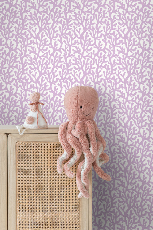 ESTAhome behang koraal paars en wit - 50 x 900 cm - 131011 - vtwonen shop