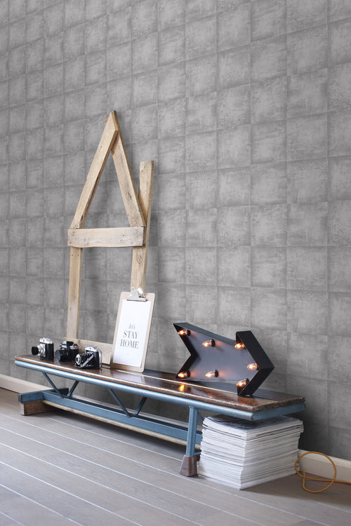 ESTAhome behang betonlook grijs - 53 cm x 10,05 m - 138203