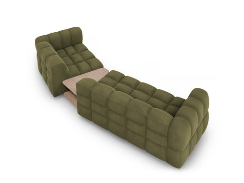 Cosmopolitan Design Rechte modulaire bank Sky 3-zits, flueel, lichtgroen - 148x353x70cm