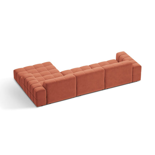 Cosmopolitan Design - Rechter hoekbank Chicago 4-zits, flueel koraal - 167x294x78cm