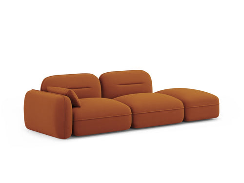 Cosmopolitan Design Rechte modulaire bank Sydney 3-zits, flueel, terracotta - 90x295x70cm