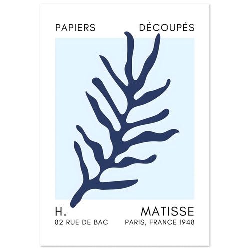Artfulprints Poster Matisse – Ocean flora navy blue I   - 70x100 cm - Blauw