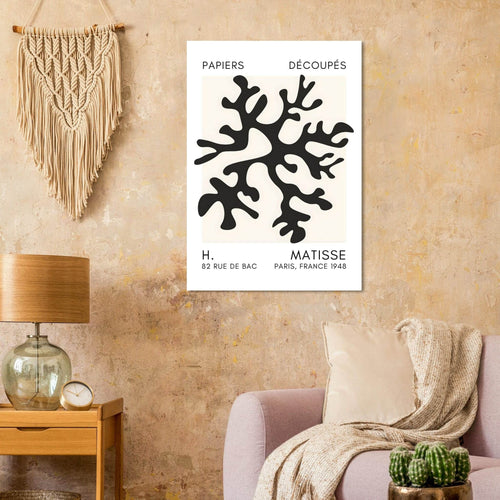 Artfulprints  Matisse – Dreamy coral flower black   poster 50x70 cm - vtwonen shop