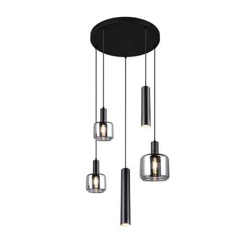 Trio Leuchten hanglamp Mataro - 5 lichts - 55  x 150   cm - zwart - vtwonen shop