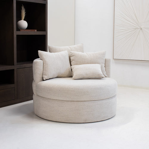 DÉJA Living Draaifauteuil Miles - Beige Stof - Ø100x84cm