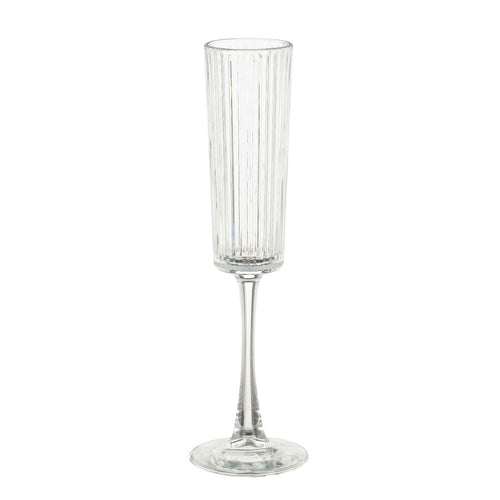 Mica Decorations Grigio Champagneglas - Transparant Glas met Ribbelstructuur - Champagneglazen voor Prosecco en Mousserende Dranken - H24,5 x Ø5 cm -