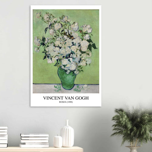 Artfulprints Poster met Lijst Vincent van Gogh - Roses   - 30x40 cm - Groen