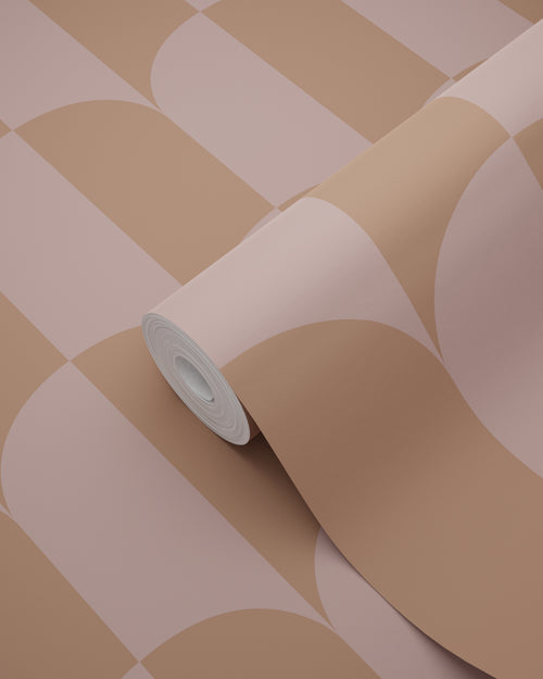 ESTAhome behang art deco bogen oudroze en bruin - 53 cm x 10.05 m - 131235 - vtwonen shop