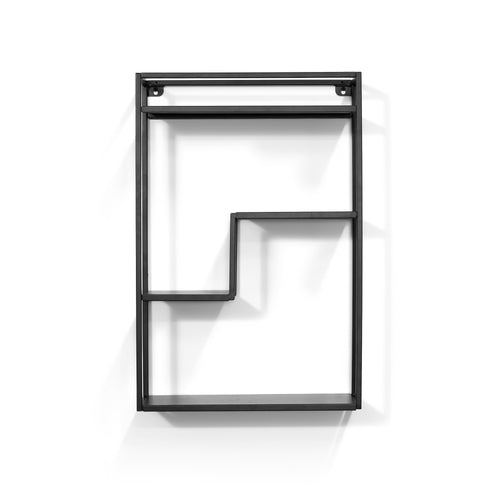 MIKA Wandrek Metaal Zwart – Industrieel Sierrekje 45 x 60 x 13 cm - vtwonen shop