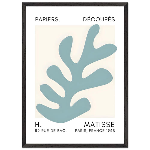 Artfulprints Poster met Lijst Matisse – Ocean petals turquoise   - 50x70 cm - Turquoise