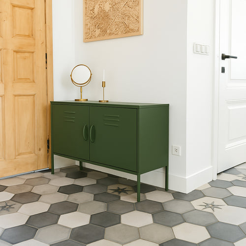 MaximaVida metalen TV lockerkast Finn 100 x 40 x 64 cm olijfgroen - 1 schap - vtwonen shop