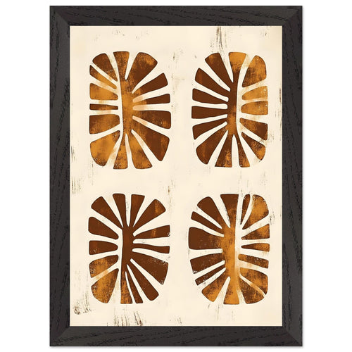 Artfulprints Poster met Lijst Boho – Leaf cutouts   - A4 21x29.7 cm - Bruin