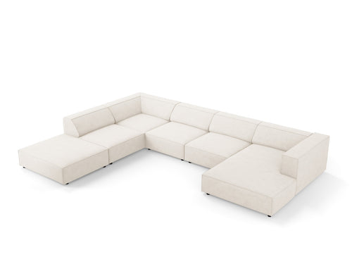Cosmopolitan Design Panoramische hoekbank links Arendal 7-zits, chenille met ribbeleffect, ivoor - 262x364x70cm