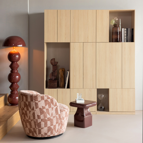 WOOOD bijzettafel Lova - Metaal Hoogglans - Bordeauxrood - 40x40x40