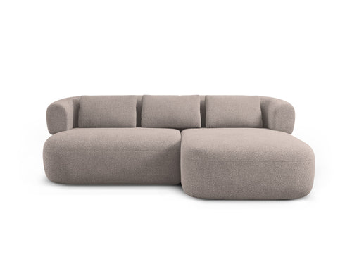 Micadoni rechter hoekbank Jenny 5-zits, boucle lichtbruin - 145x200x73cm