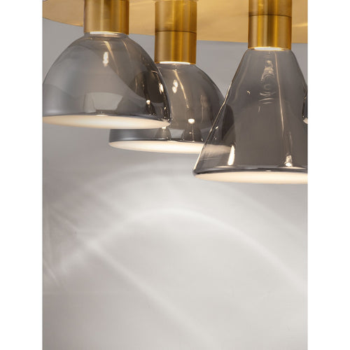 Nova Luce VOI Plafondlamp met lampenkap in rookgrijs, messingkleurig, goudkleurig, Triac dimbaar, LED, 40W, 1200lm, 3000K