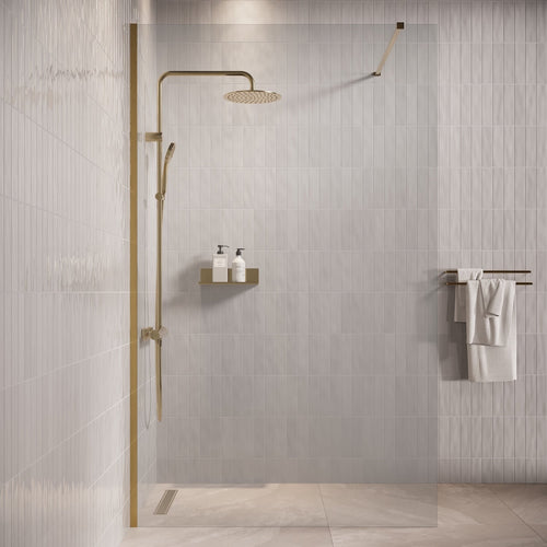 Badplaats Douchewand Florida 100 x 200 cm – Goud – Inloopdouche 8 mm Veiligheidsglas