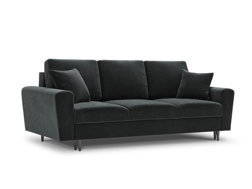 Cosmopolitan Design Slaapbank met opbergdoos Kyoto 3-zits, flueel, donkergrijs - 100x235x88cm