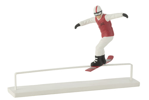 J-Line decoratie Snowboarder Obstakel - polyresin - rood/wit - vtwonen shop
