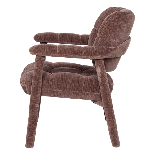 WOOOD fauteuil Loom - Chenille - Structuur Oudroze - 81x72x73