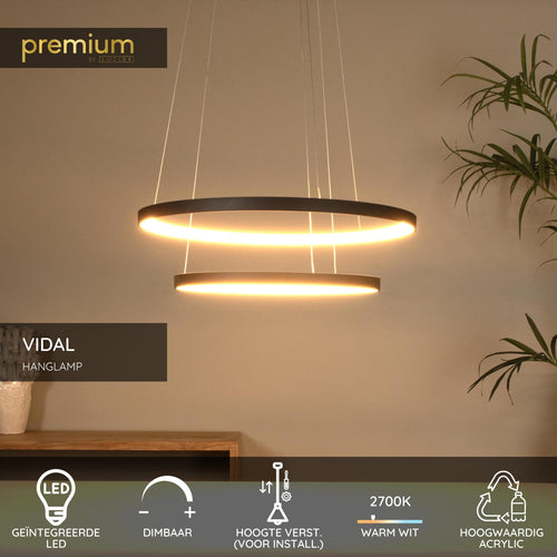 Lucide hanglamp VIDAL - Geïntegreerde LED - Zwart