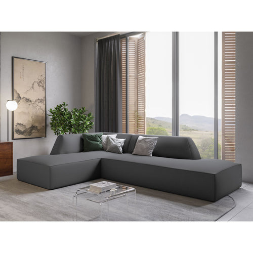 Cosmopolitan Design - Modulaire hoekbank links Siena 4-zits, structurele stof grijs - 180x273x69cm