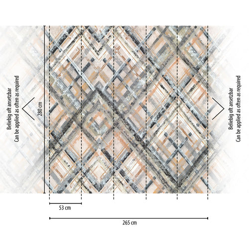 Livingwalls fotobehang grafisch motief grijs, beige en blauw grijs - 265 x 280 cm - AS-392281