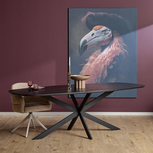 StarFurn Eettafel Ferris - Deens Ovaal Zwart Eikenhout - 240x110x76cm