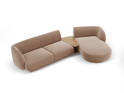 Micadoni Rechte modulaire bank Miley 3-zits, flueel, cappuccino - 178x303x70cm