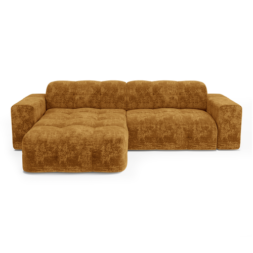 Sia Home - Linkerhoekbank MAEL - gewaafd fluweel mosterd 230cm