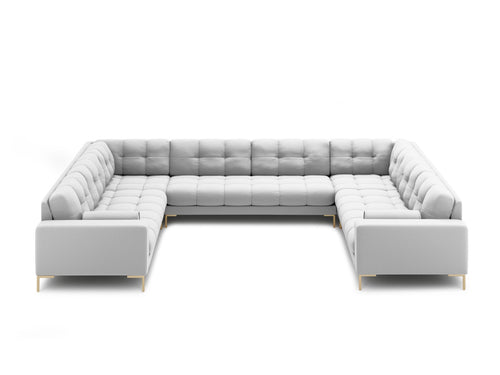 Cosmopolitan Design Panoramische bank Bali 9-zits, structurele stof, lichtgrijs - 256x327x75cm