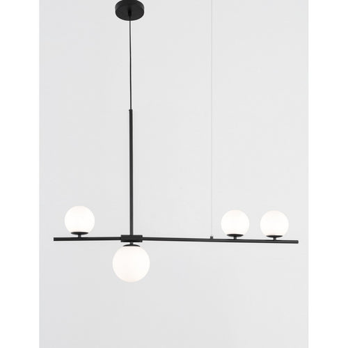 Merano Diego 4 Light Bar Plafondlamp Wit Frosted Glas Zwart Metaal LED G9
