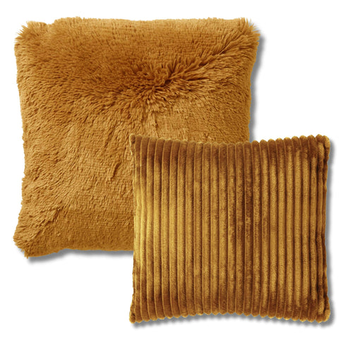 KUSSENSET - 2-delig - Cosy Layers - 60x60 cm, 45x45 cm - inclusief binnenkussens - geel