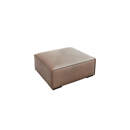 Cosmopolitan Design - Poef Turin echt leer donkerbeige - 100x100x39cm
