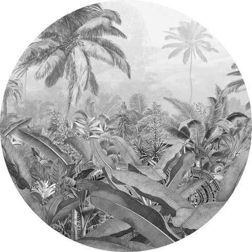 Sanders & Sanders zelfklevende behangcirkel jungle grijs - Ø 125 cm - 611742