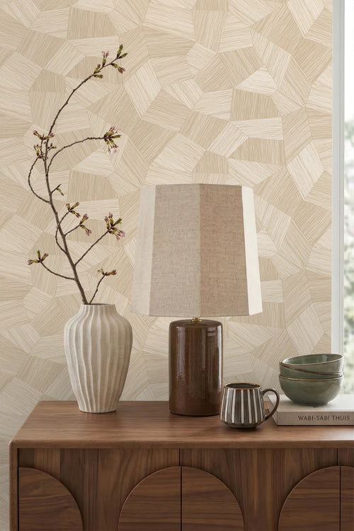 Origin Wallcoverings behang grafisch 3D motief zandkleurig - 53 cm x 10.05 m - 347983