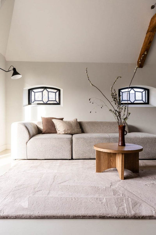 Interieur05 Zacht Hoogpolig Vloerkleed Lux Beige / Taupe