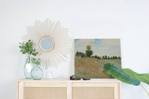 Canvas 60x40 Afdruk Veld met Klaprozen