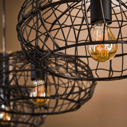 Giga Meubel Hanglamp Connect XL - Zwart/Bruin - 4-Lichts - 150x170x34cm - vtwonen shop