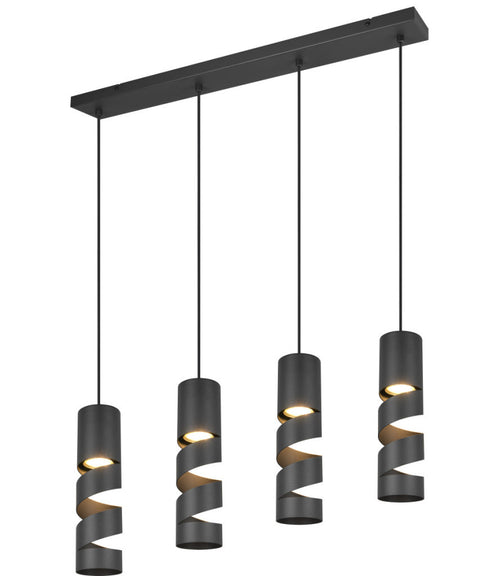 Trio Leuchten hanglamp Stream - 4 lichts - 80  x 150   cm - zwart