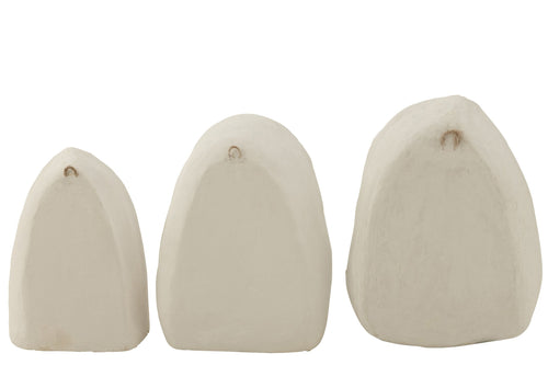 J-Line wandrek - papier maché - wit - 3 stuks