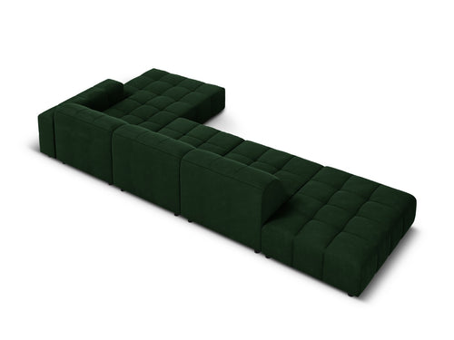 Cosmopolitan Design rechter hoekbank Chicago 5-zits, flueel flessengroen - 167x348x78cm