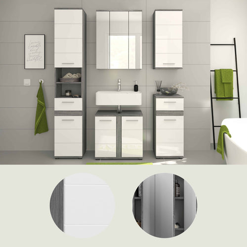 Furnilux Blake badkamercombinatie 5-delig rookzilver / wit - 164cm x 191cm x 34cm - vtwonen shop