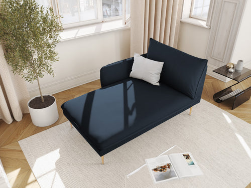 Cosmopolitan Design linker meridiaan Vienna flueel, donkerblauw - 170x110x95cm
