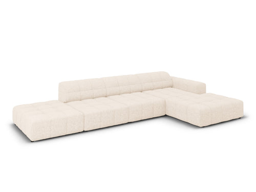 Cosmopolitan Design rechter hoekbank Chicago 5-zits, chenille lichtbeige - 167x348x78cm