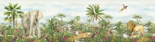 Sanders & Sanders zelfklevende behangrand jungle dieren groen - 500 x 13.8 cm - 601321
