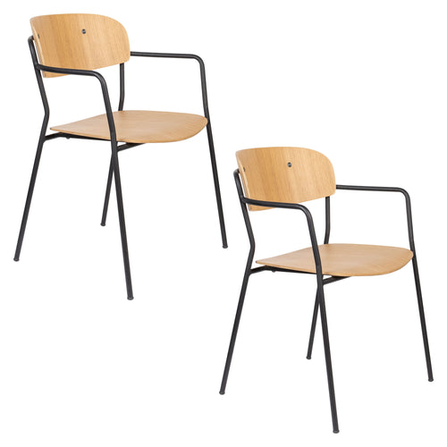 Housecraft Living Jolien Eetkamerstoelen armleuning Zwart/Wood - Set van 2 - vtwonen shop