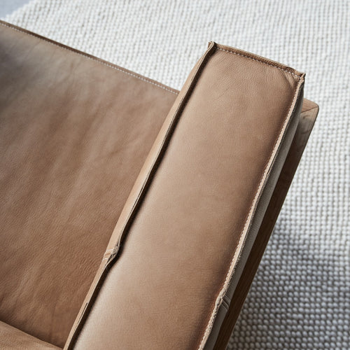 Tikamoon Fauteuil van massief eikenhout en Cheyenne leer - Bruin