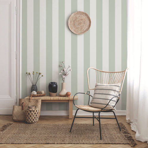 Sanders & Sanders behang strepen groen en beige - 53 cm x 10.05 m - 640689