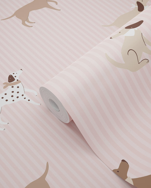 ESTAhome behang honden roze en bruin - 50 x 900 cm - 132021